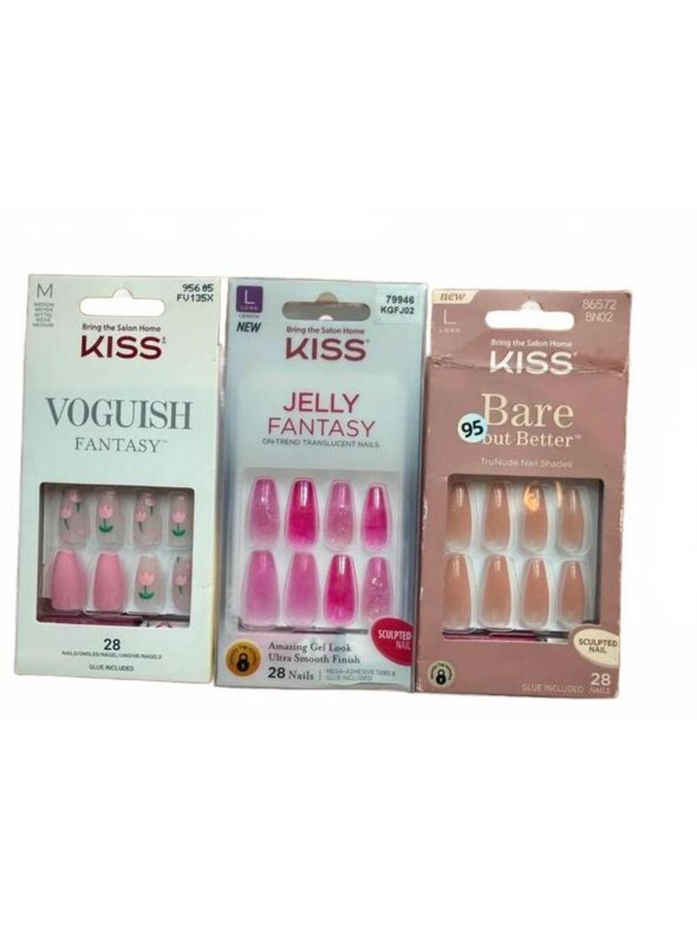 Kiss Vogueish Fantasy, Jelly Fantasy, and Bare Out Better False Nails Set